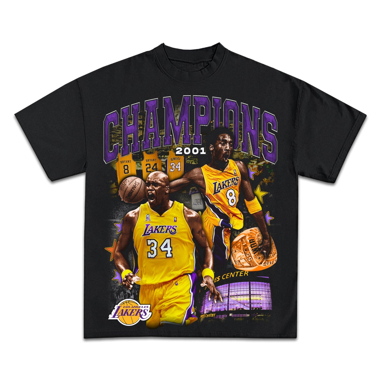 2001 CHAMPIONS SHAQ AND KOBE GRAPHIC T-SHIRT