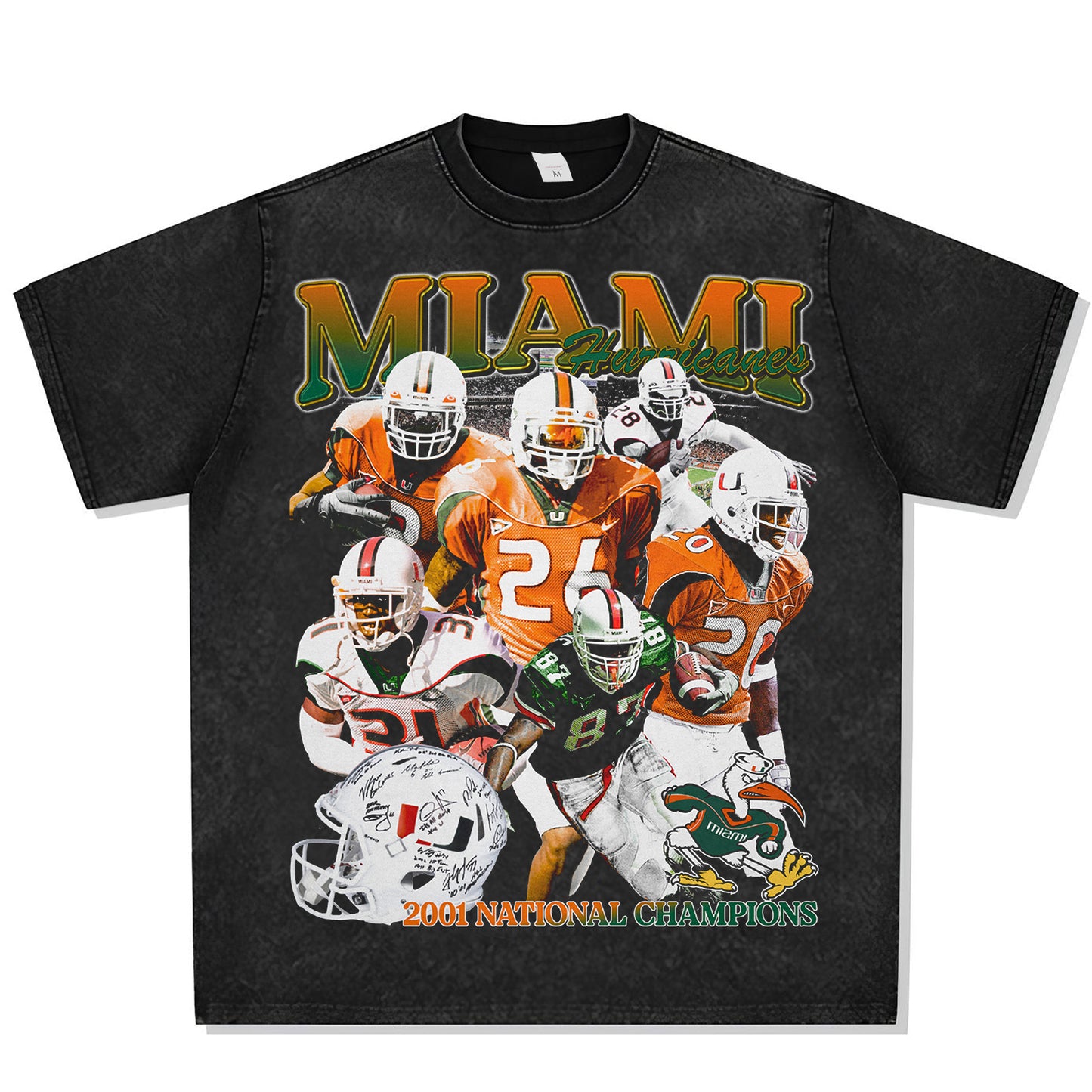 2001 Miami Hurricanes Championship Font Graphic Tee