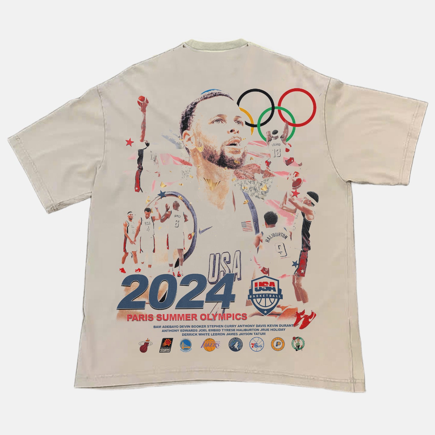 2024 Mens Olympics USA Basketball Font Graphic Tee