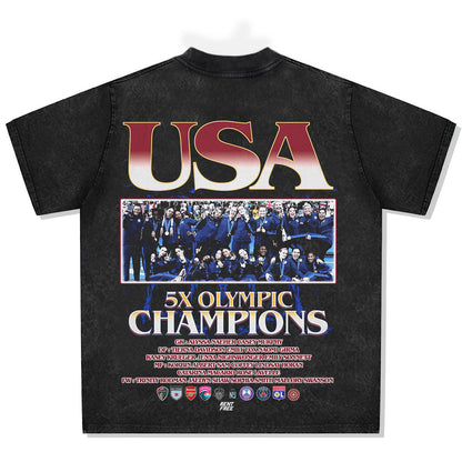 2024 USWNT Olympic MT BLACK Font Graphic Tee