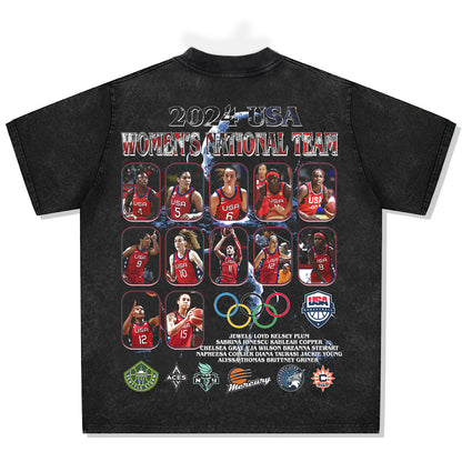 2024 Women's Olympics USA Basketball Font Graphic Tee