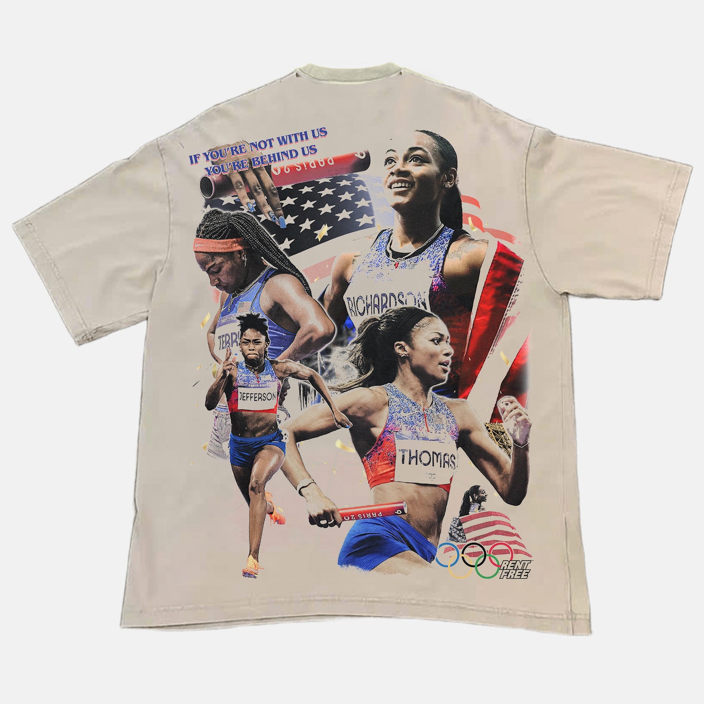 2024 Women's Track 4x100 Olympic Font Graphic Tee