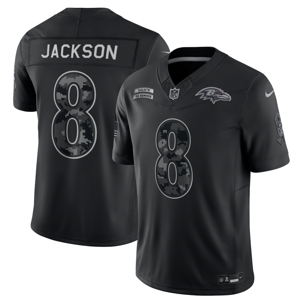 Baltimore Ravens Jersey 2026 Salute to Service Stitched Limited Jersey - Black