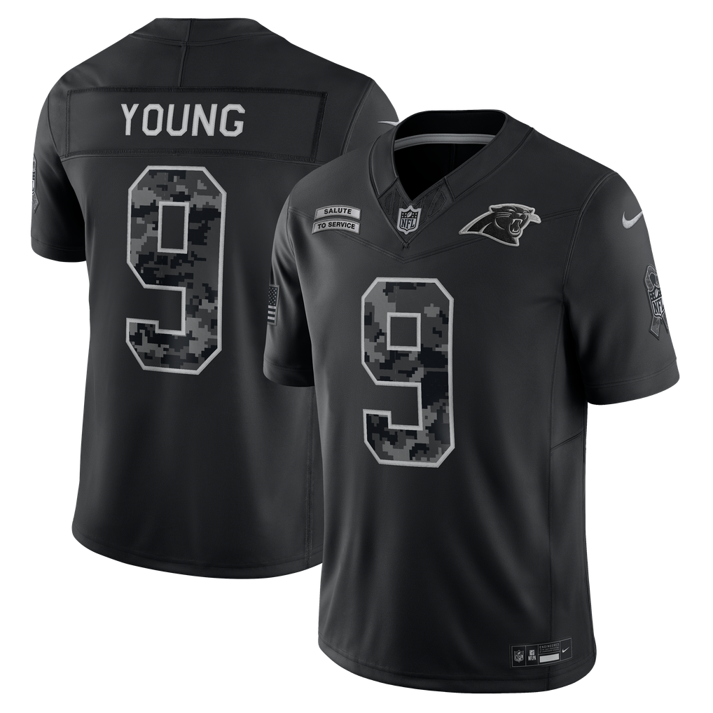 Bryce Young Carolina Panthers Jersey 2026 Salute to Service Stitched Limited Jersey - Black