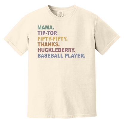 Mama Tip Top Fifty Thanks Huckleberry Baseball Player Mom T-Shirt