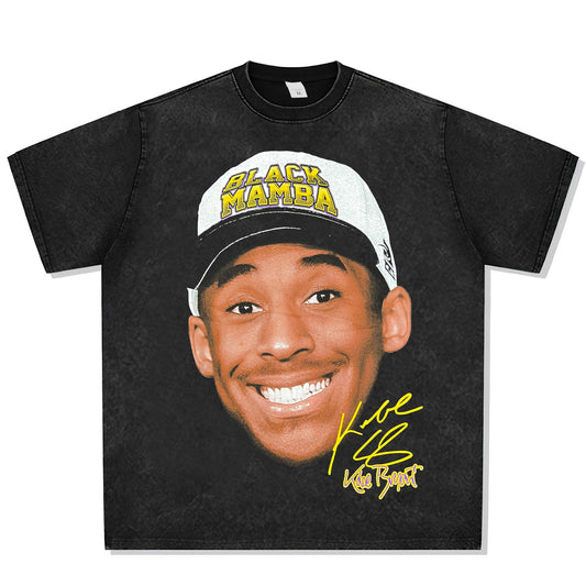 Kobe Big Head Black Mamba Font Graphic Tee